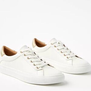 LOFT White Sneakers with Gold Heel Detail